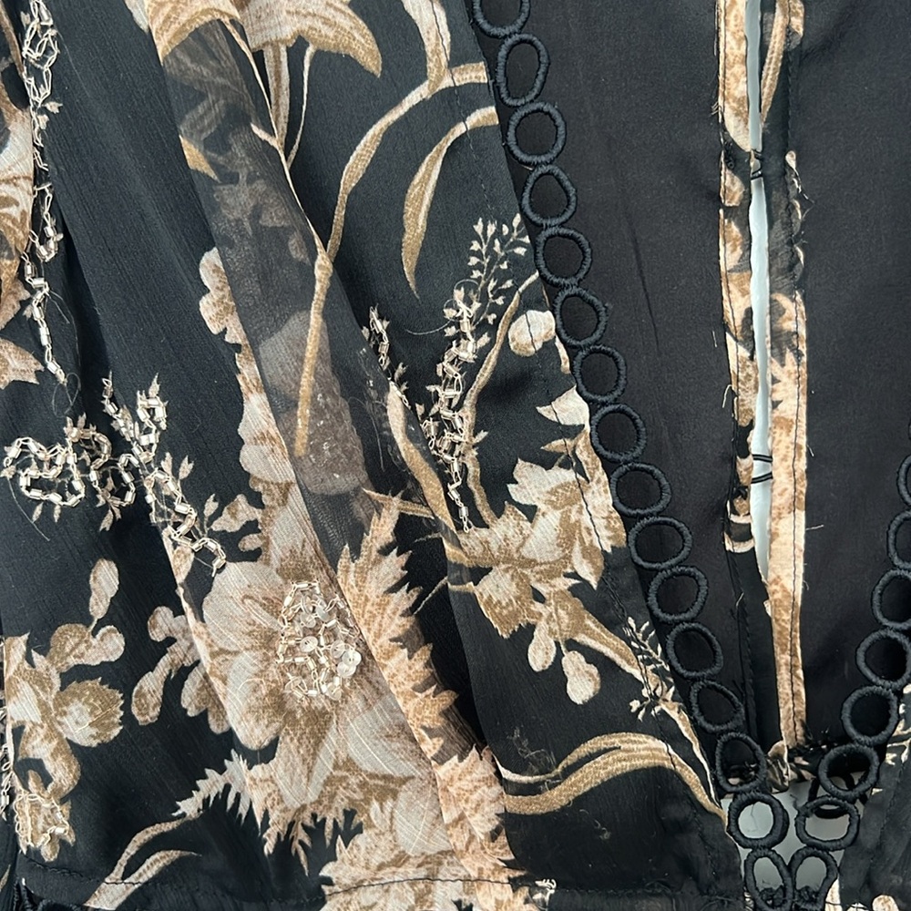 ASOS Black and Tan Floral Long Sleeve Dress - Picture 5 of 9